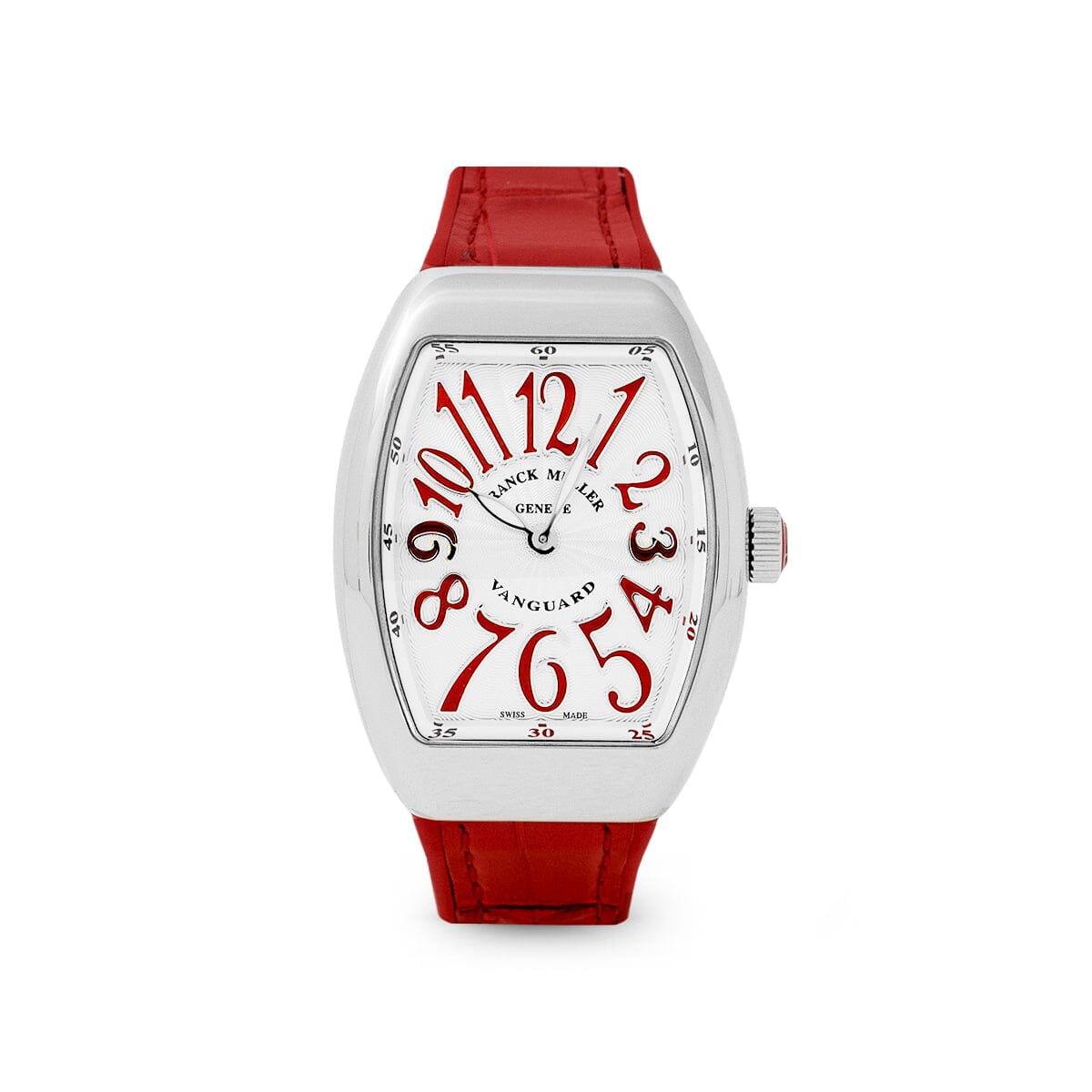 Franck Muller Vanguard V 32 QZ AC.RG BLC.BLC RG White Dial Red