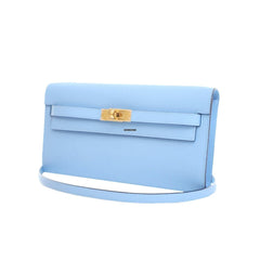 Kelly To Go Wallet Blue Celeste GHW W Handbags Hermes 