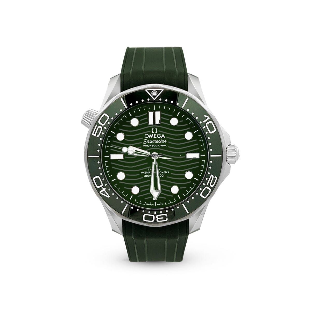 Seamaster Co-Axial 300M 21032422010001 Green Dial, Rubber Strap Watches Omega 