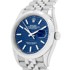 Datejust 36 126234 Blue Motif Index Jubilee Watches Rolex 