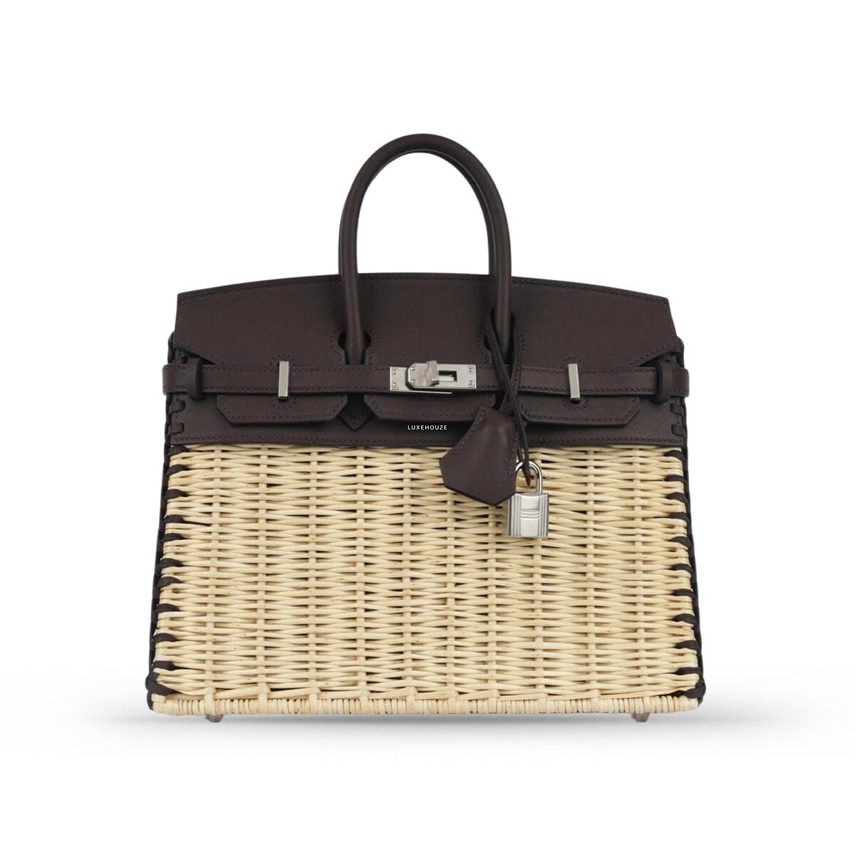 Birkin 25 Picnic Naturel/Rouge Sellier Osier/Swift PHW W Handbags Hermes 