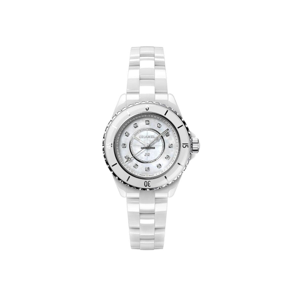 J12 Diamonds White MOP Ceramic 33 - H5704 Watches Chanel 