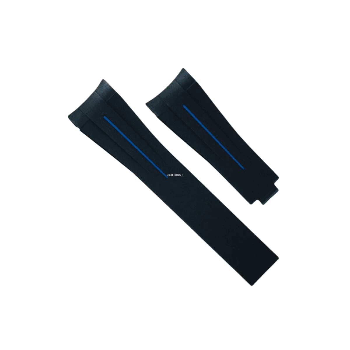 Sport Models Plus Classic Series Vulchromatic® Watch Bands RUBBER B Jet Black / Pacific Blue 