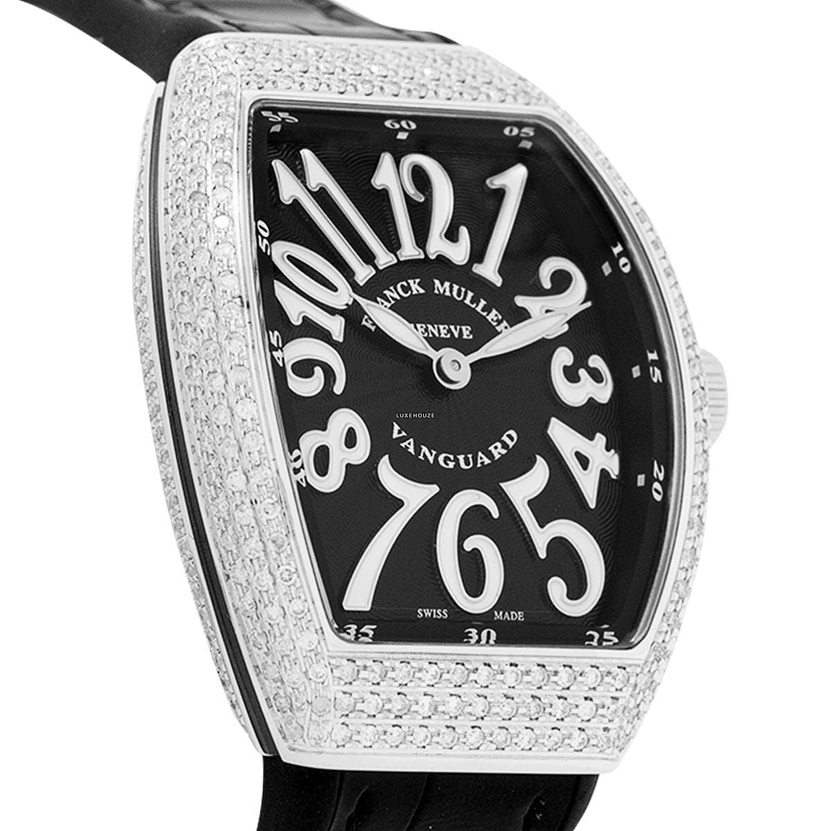 Vanguard V 32 QZ AC.NR (NR.BLC AC) (Black Dial, White Numbers, Medium Aftersetting) Watches Franck Muller 