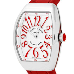 Vanguard V 32 QZ AC.RG (BLC.BLC RG) (White Dial, Red Numbers) Watches Franck Muller 