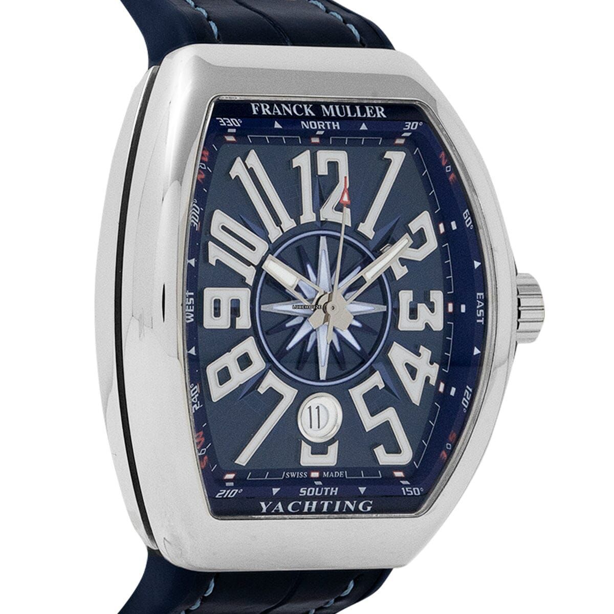 Vanguard V 41 SC DT YACHTING AC.BL (BL.BLC AC) (Blue Dial, White Numbers) Watches Franck Muller 