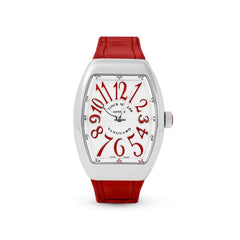 Vanguard V 32 QZ AC.RG (BLC.BLC RG) (White Dial, Red Numbers) Watches Franck Muller 